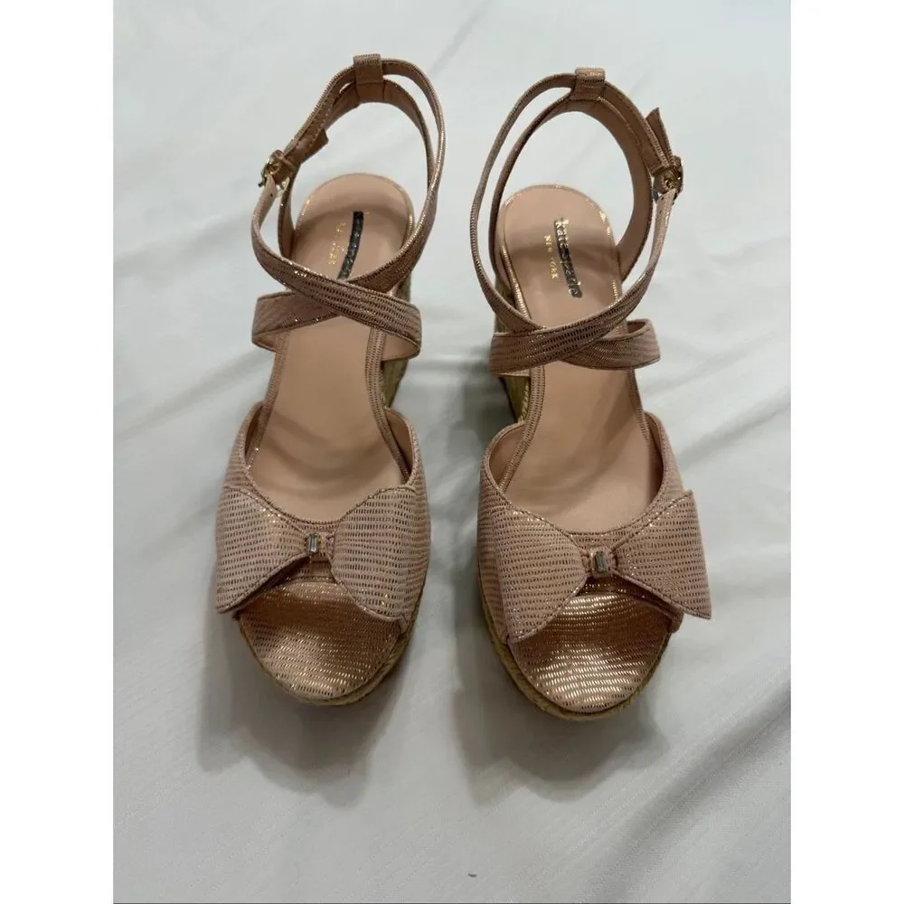 NWB Kate Spade Thelma Blush Espadrille Wedge platform Sandals Size 9M